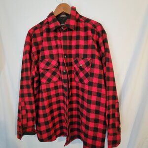 Men's Northwest Territory Buffalo Check Red Black Flannel Shirt XL Long Sleeve
